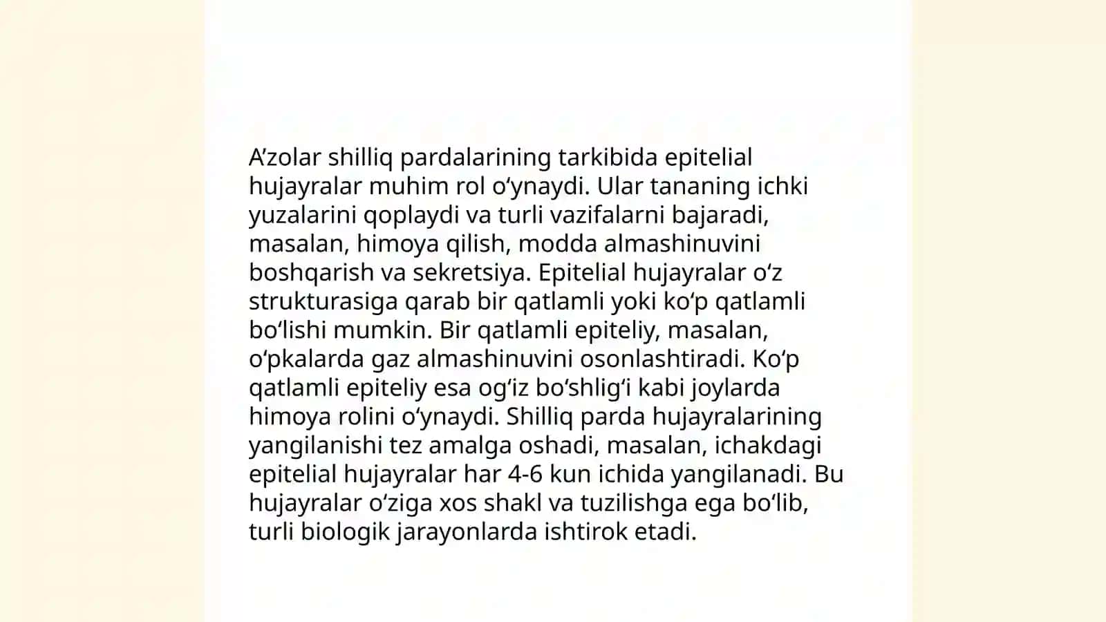 A'zolar shilliq pardalari tarkibidagi epiteliyning oʻziga xosligi 3