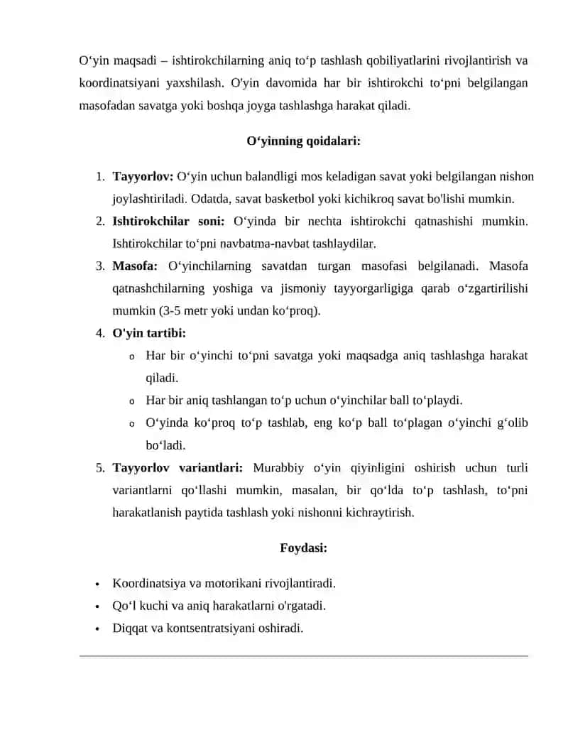 Basketbol elementlarini rivojlantiruvchi harakatli o‘yinlarni tashkil qilish va o‘tkazish 3