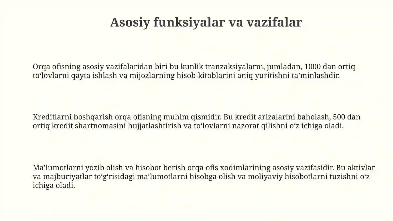 Banklarda Bekofis – faoliyatini tashkil etish 3