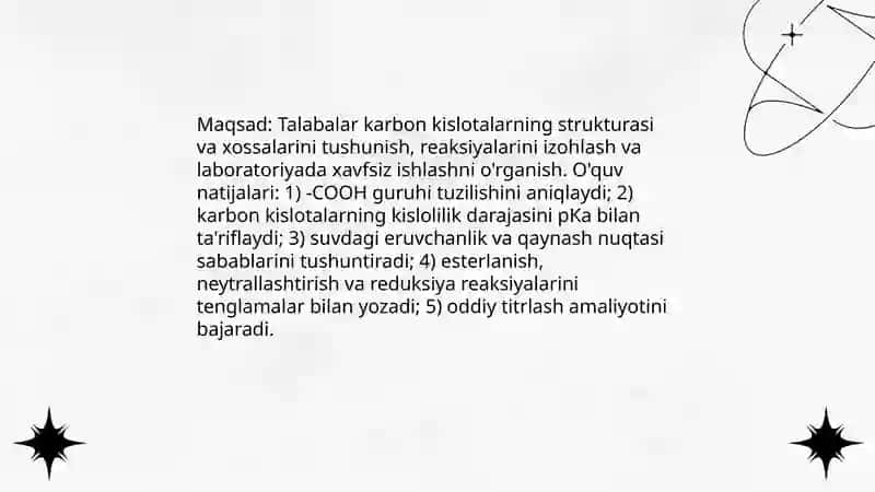Karbon kislotalar va ularning xossalari mavzusini o'qitish metodikasi 3