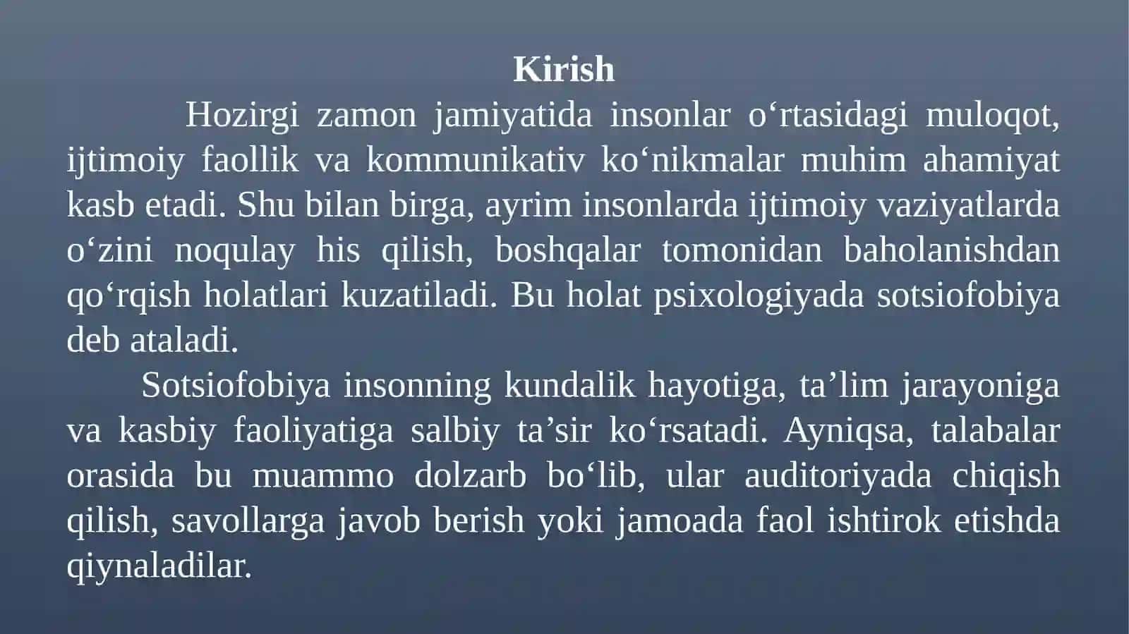 Sotsiofobiyani yengish bo'yicha treninglar 3