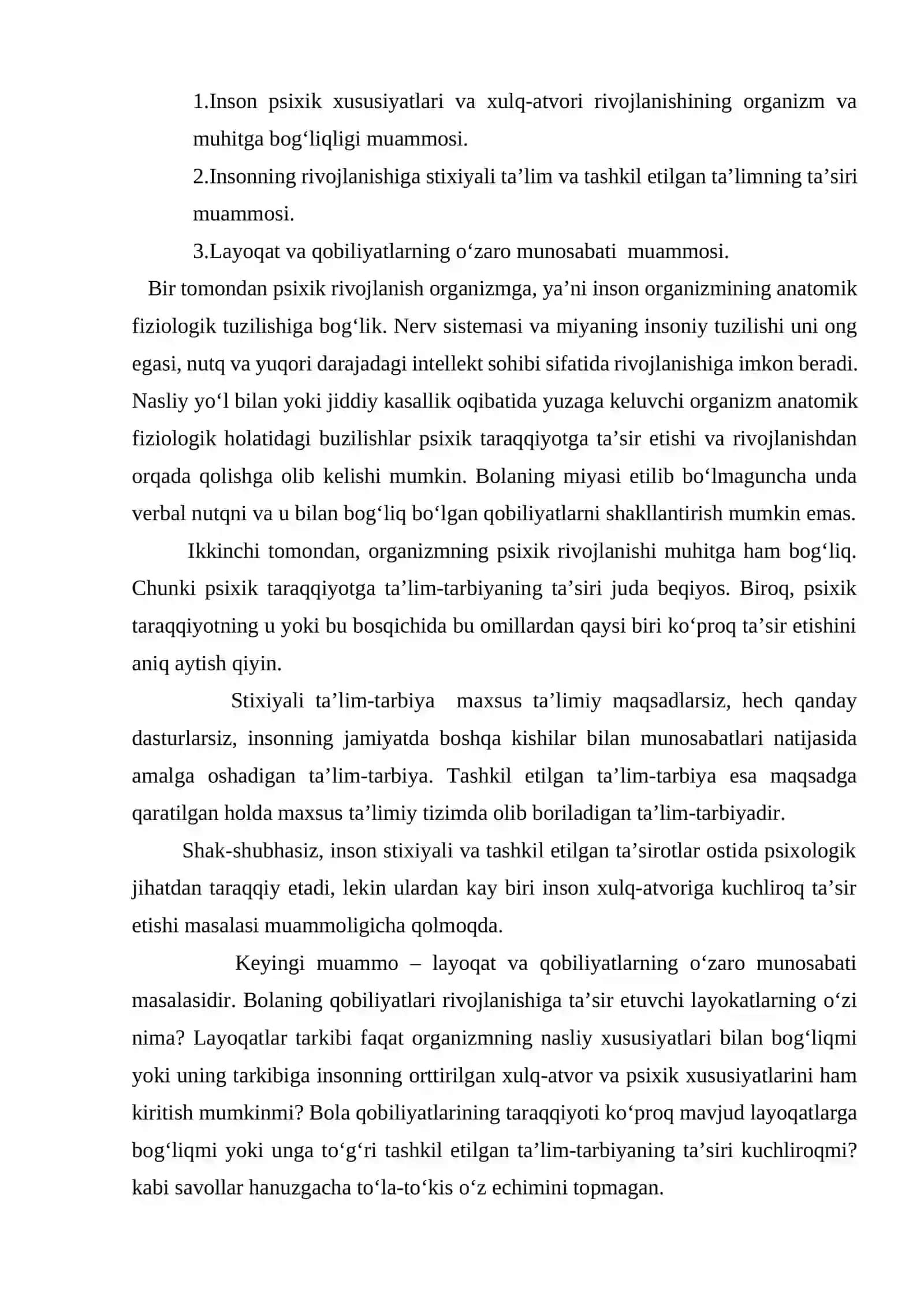 Yosh va pedagogik psixologiya fanining tadqiqot soxasi va muammolari 3
