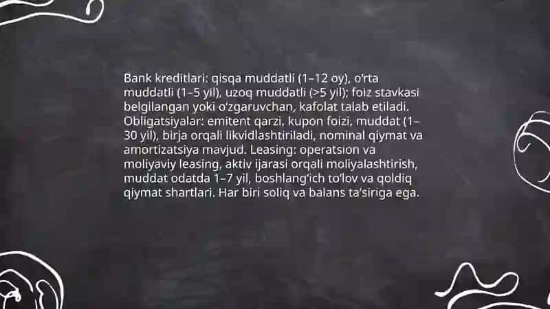 Qarz mablag'lari hisobiga moliyalashtirish 3