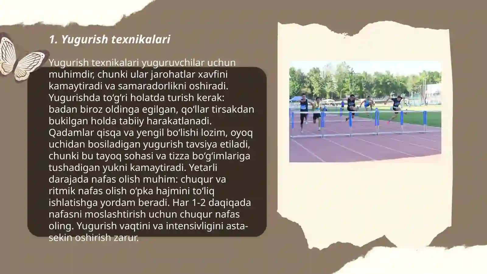 Yingil atletika, Yugurish mashqlarini o'rgatish 3