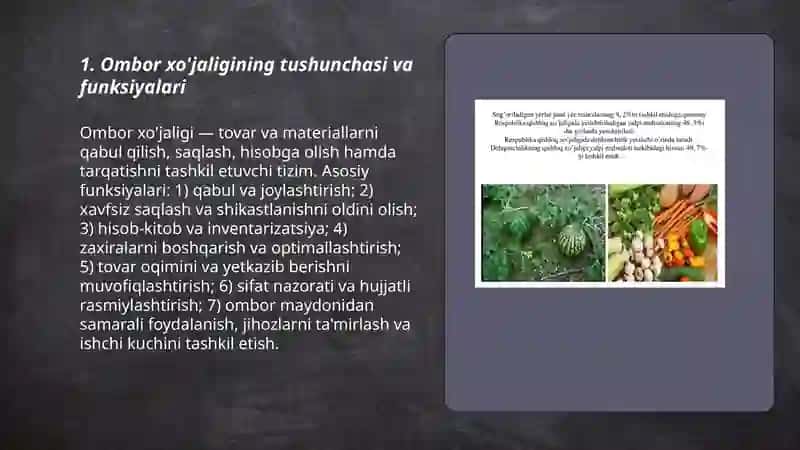 Ombor xo'jaligini tashkil etish 3