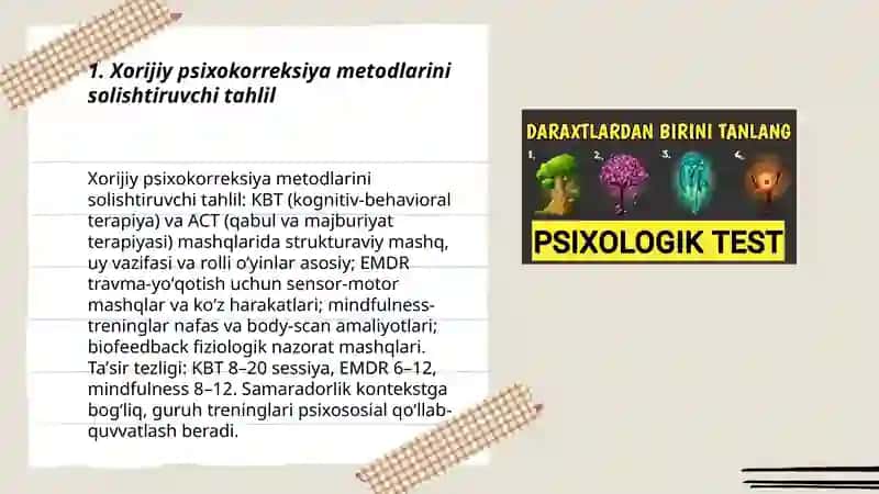 Xorijiy tajribalarni urganish taxlil qilish psixokorreksiya doirasida 3