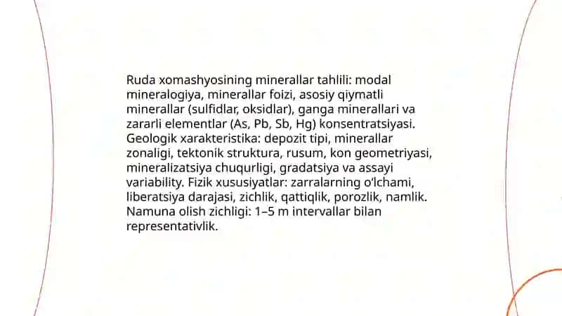 Ruda xomashyosini minerallar tahlili va geologik xarakteristikasi 3