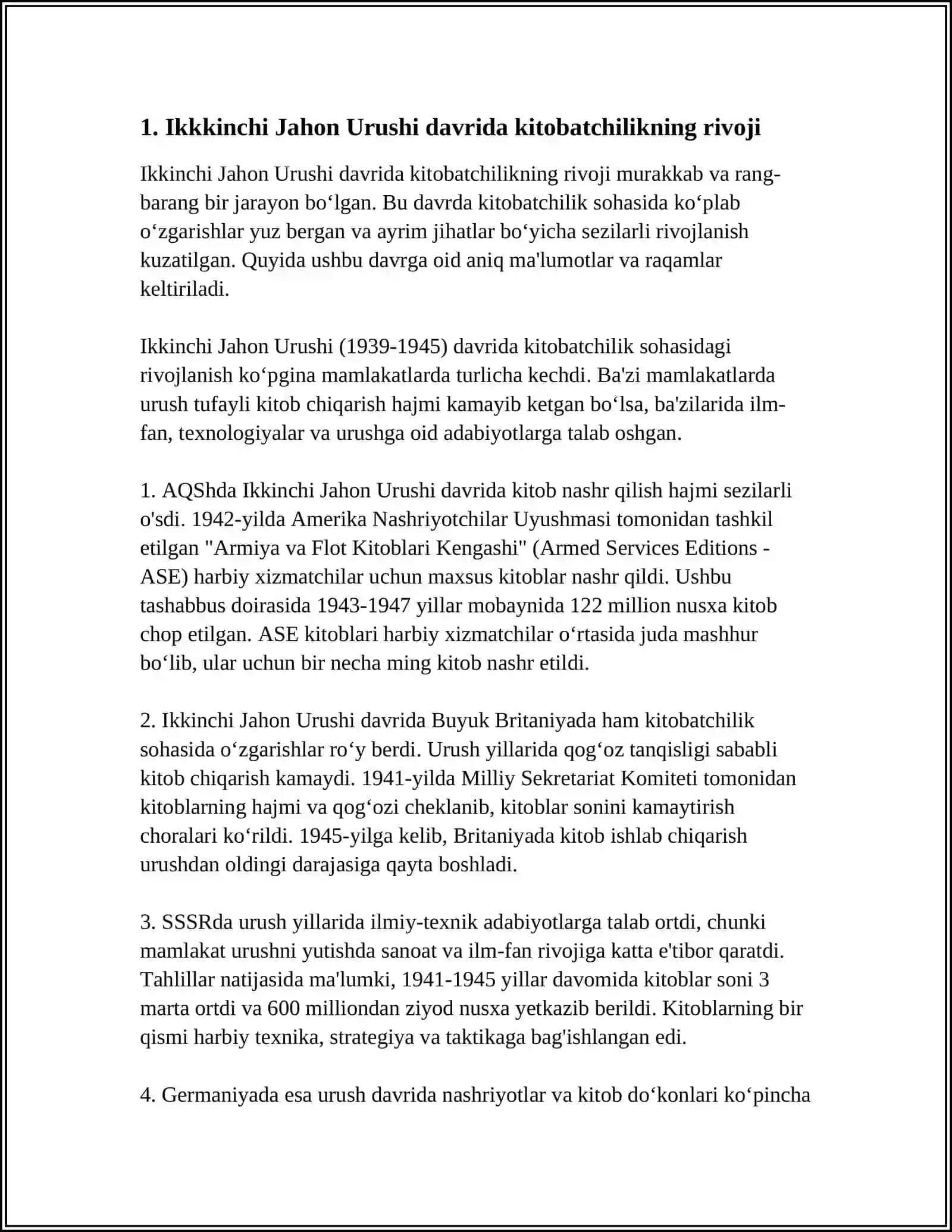 Ikkinchi Jahon Urushi Davrida Kitobat Ishi 3