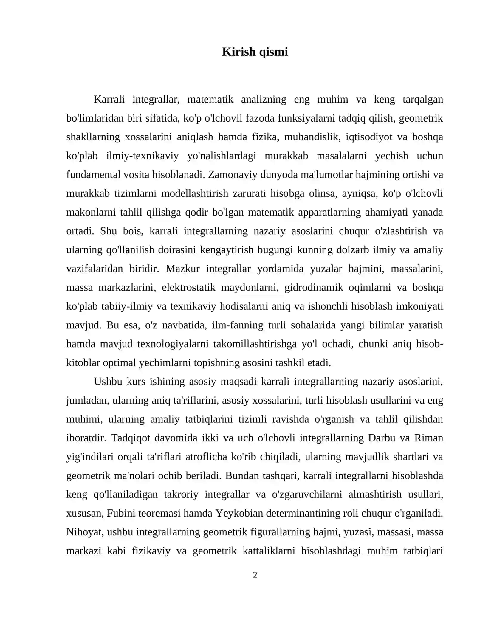 Karrali integrallarning tariflari 3