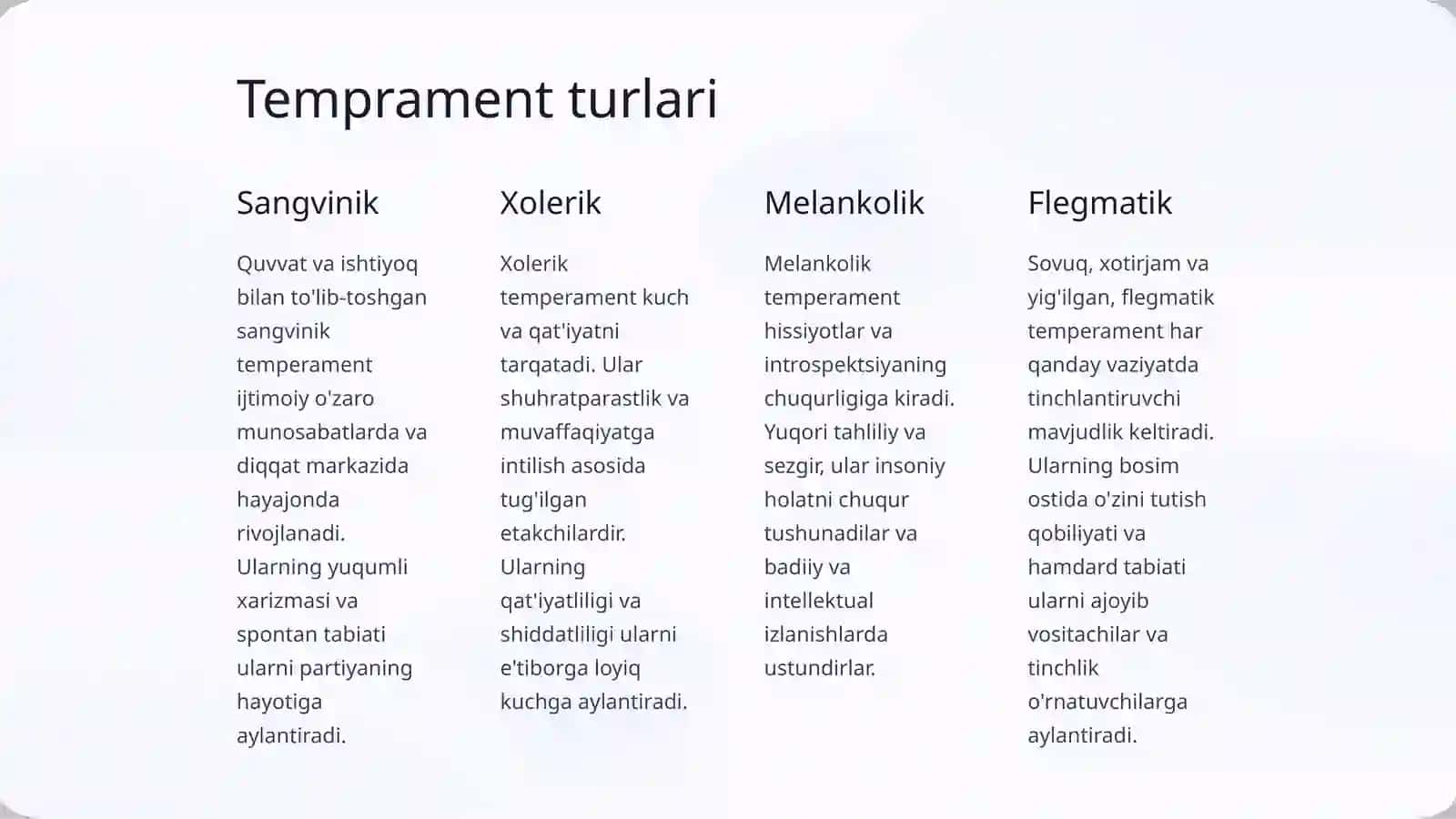 Shaxsni rivojlantirishda temperamentlarning roli 3