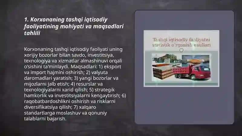 Korxonaning tashqi iqtisodiy faoliyatining tahlili 3