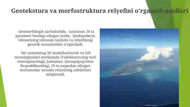 Quruqlikning geotektura va morfostruktura relefiga ta'rif berish 3