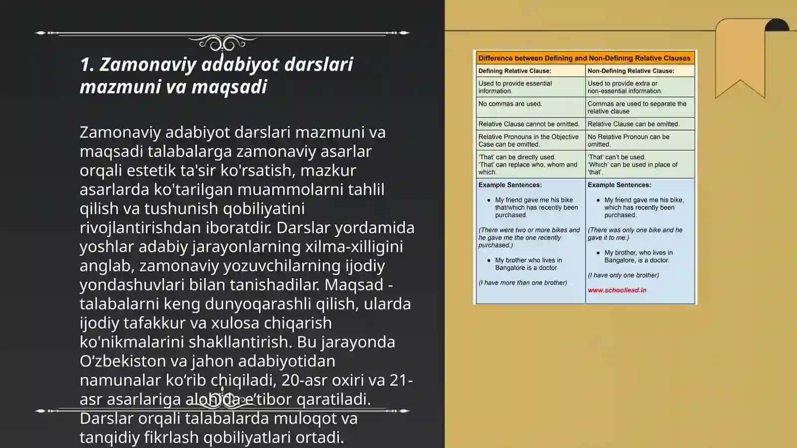 Zamonaviy adabiyot darslari va unga qoʻyiladigan talablar, ularni tashkil etishning shakl va usullari 3