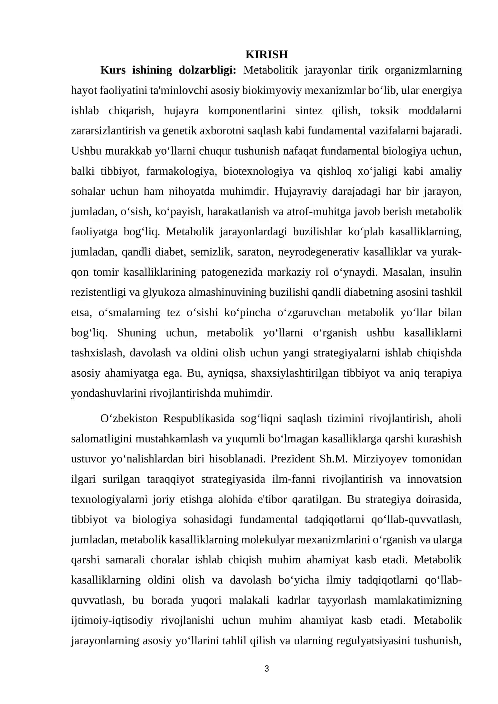Metabolik jarayonlar va biokimyoviy mexanizmlar 3