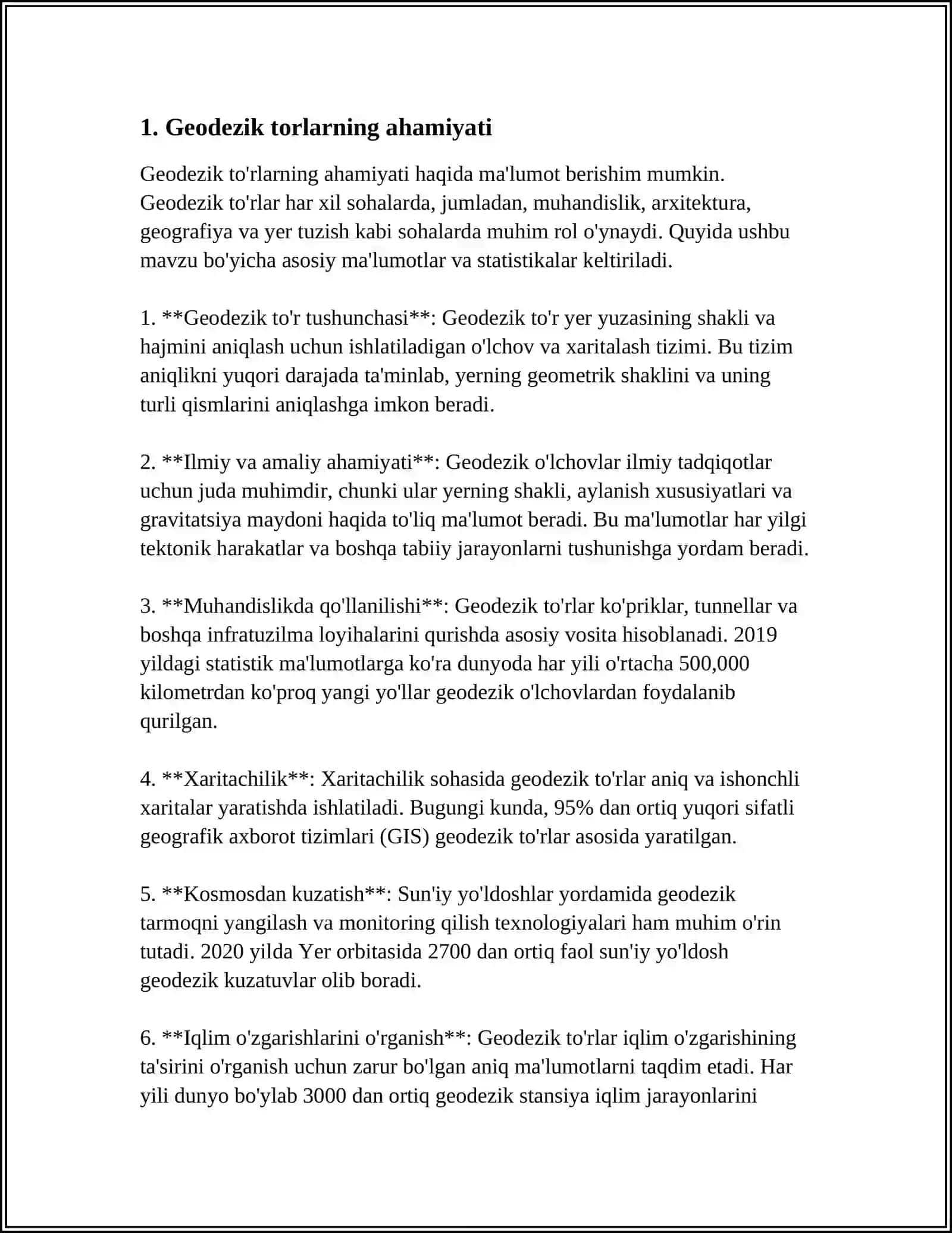 SPUTNIKAVIY O'LCHASHLAR YORDAMIDA GEODEZIK TORLAR 3