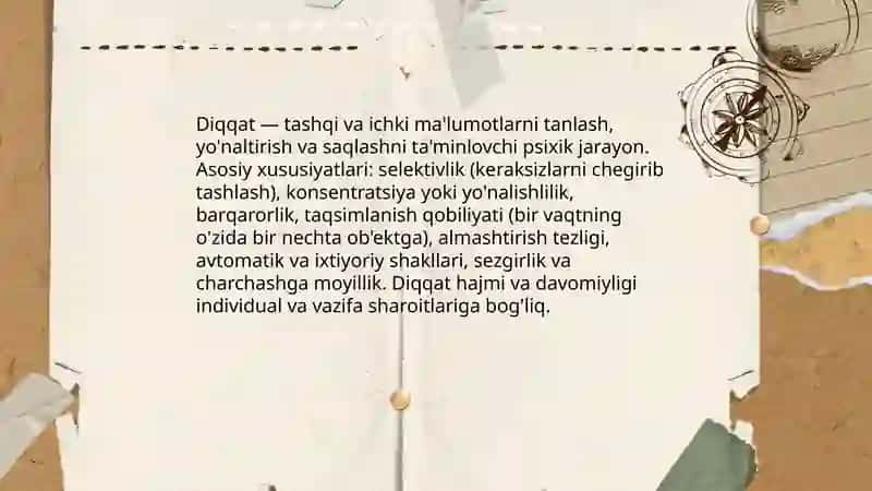 Diqqat turlari va xususiyatlari 3