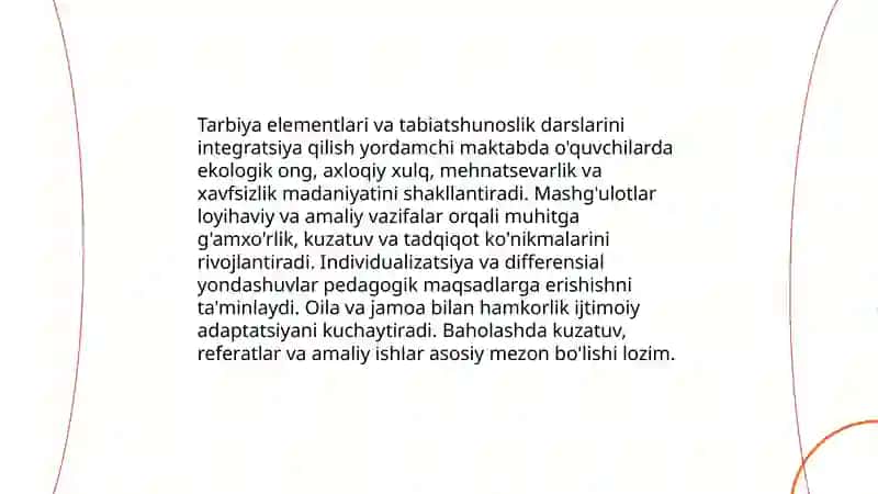 Tarbiya elementlari va tabiatshunoslik darslari integratsiyasi 3