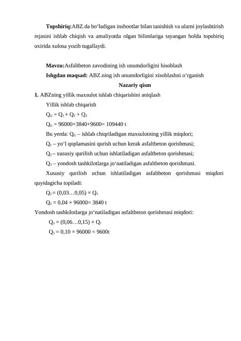 Asfaltbeton zavodining bosh rejasini tuzish 3