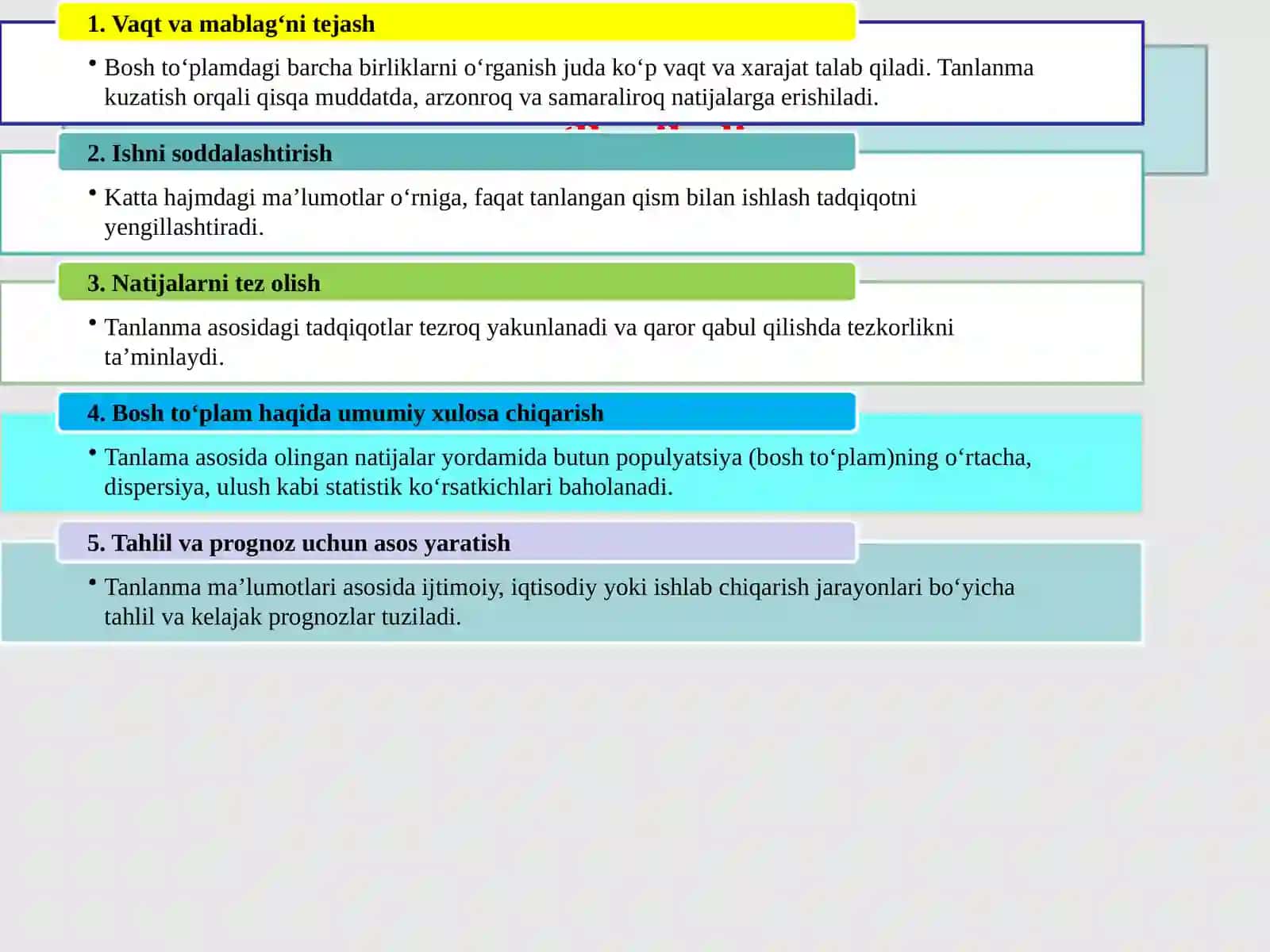 Statistika ommaviy to‘plamlar Tanlanma kuzatish 3
