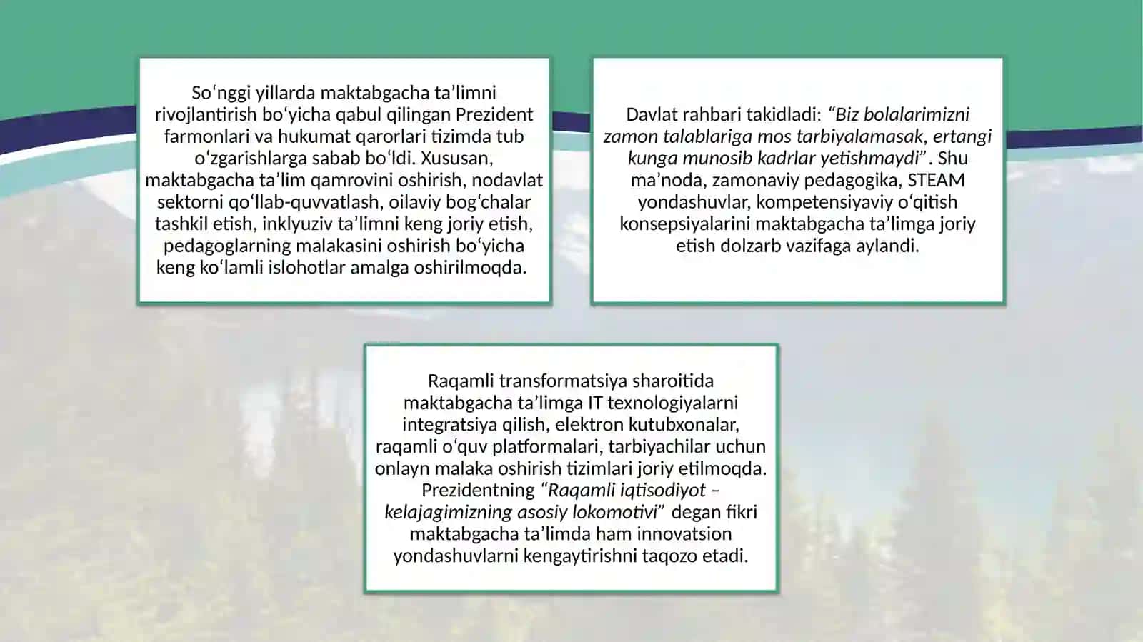 Maktabgacha ta'lim tizimini rivojlantirishning ustuvor yo'nalishlari 3