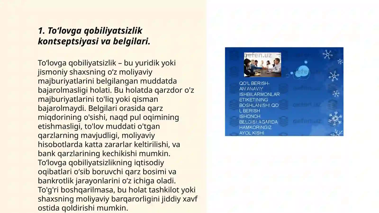 Toʻlovga qobiliyatsizlik kontseptsiyasi va belgilari 3