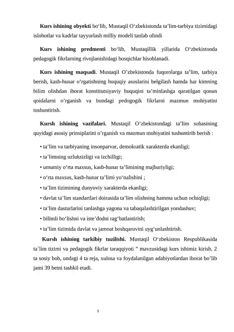 MUSTAQIL O‘ZBEKISTON RESPUBLIKASIDA TA`LIM TIZIMI VA PEDAGOGIK FIKRLAR TARAQQIYOTI 3
