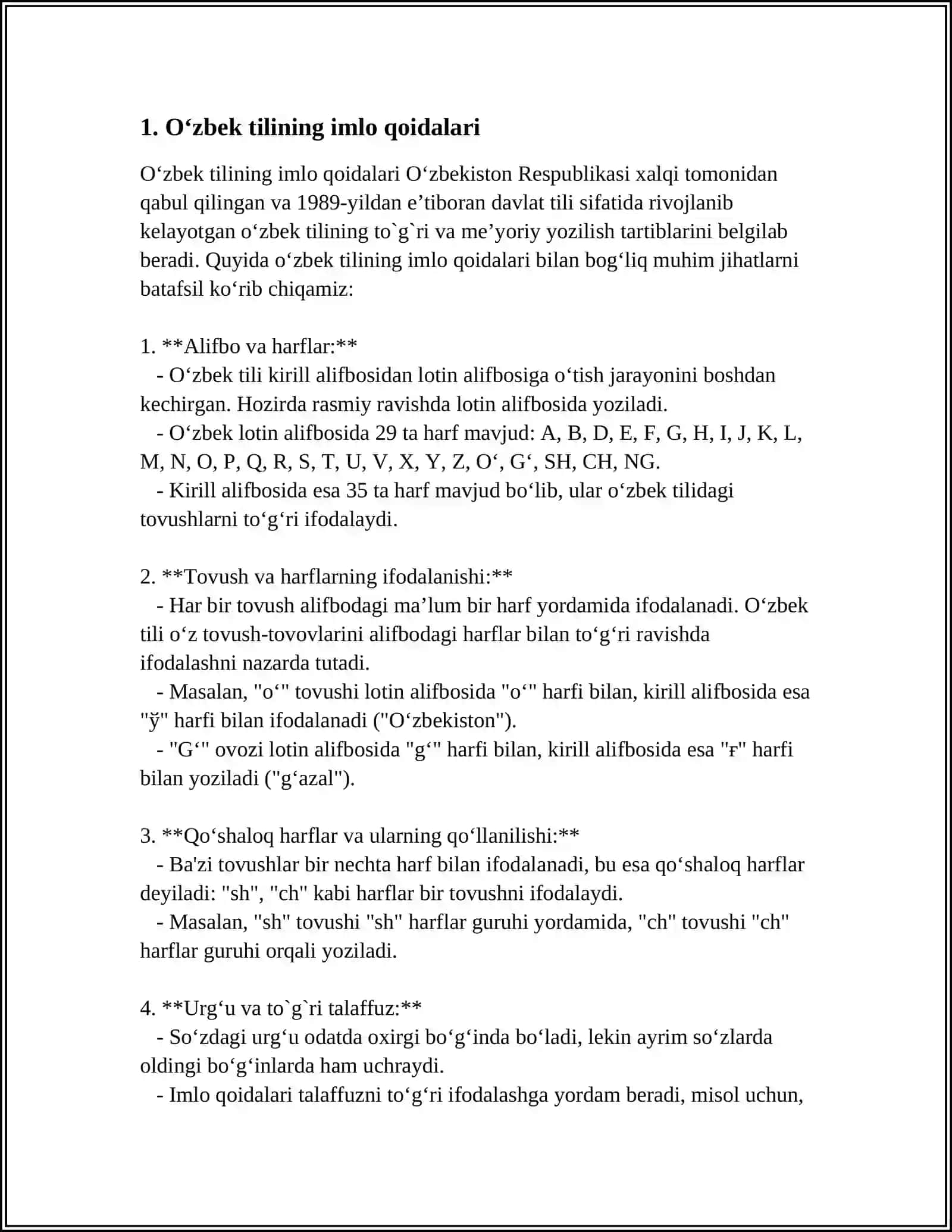 OʻZBEK TILI ADABIY NORMALARI. IMLO, TALAFFUZ, AKSENTOLOGIK, SOʻZ YASASH, GRAMMATIK, USLUBIY, PUNKTUASION NORMALAR 3