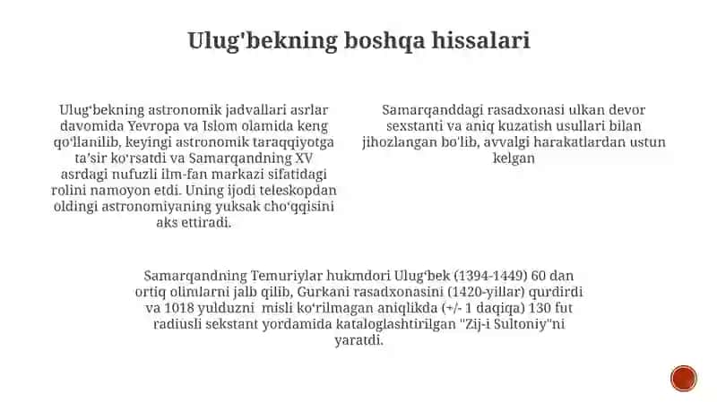 Mirzo Ulugʻbekning astronomiyaga oid ilmiy ishlari 3