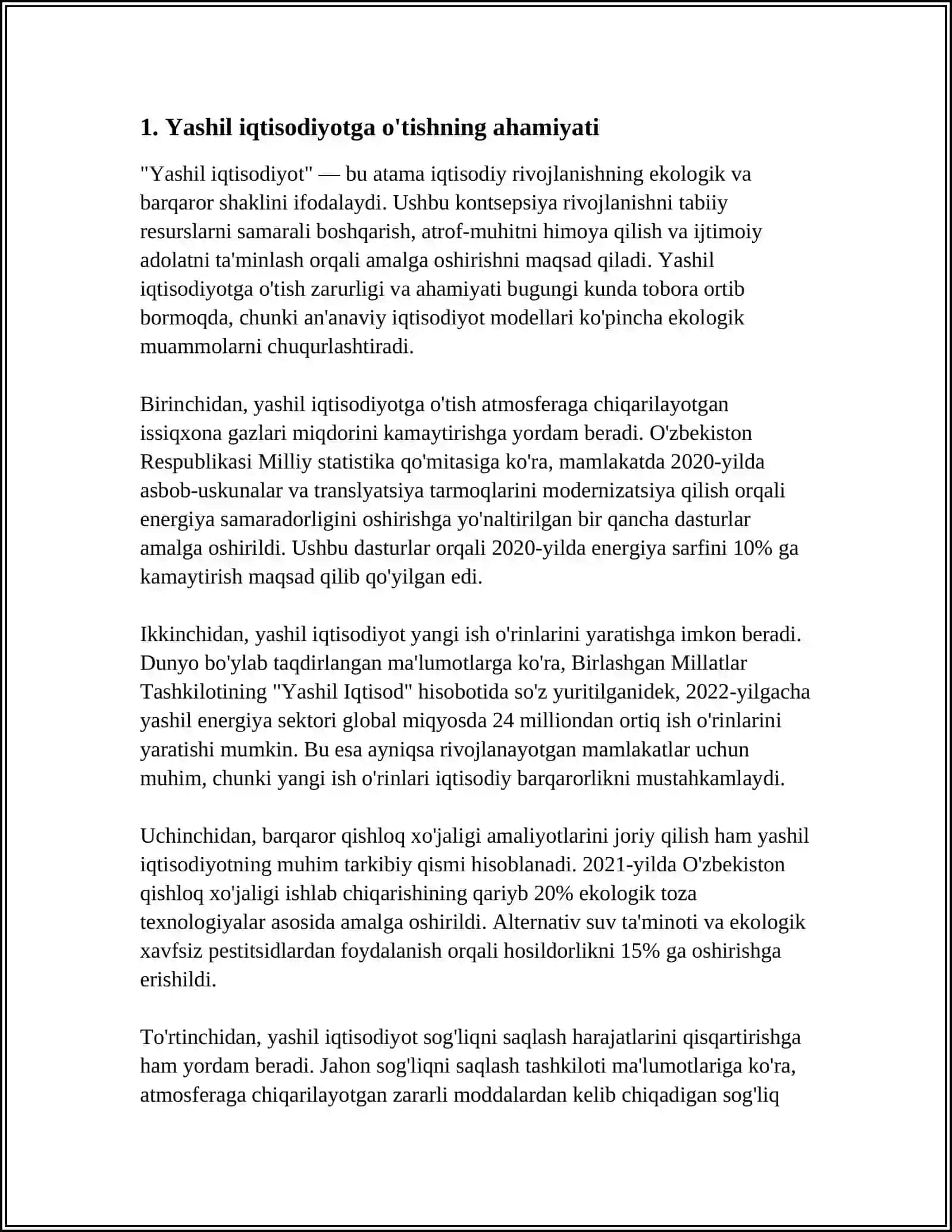 Yashil iqtisodiyotning Òzbekistondagi òrni 3