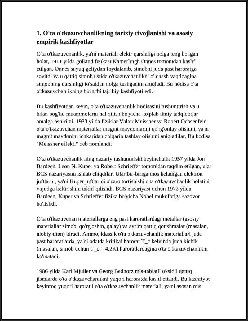 O'TA O'TKAZUVCHANLIK VA UNING KVANTOMEHANIK TALQINI.LORENS ALMASHINISHLARI VA UNDAN CHIQADIGAN XULOSA 3