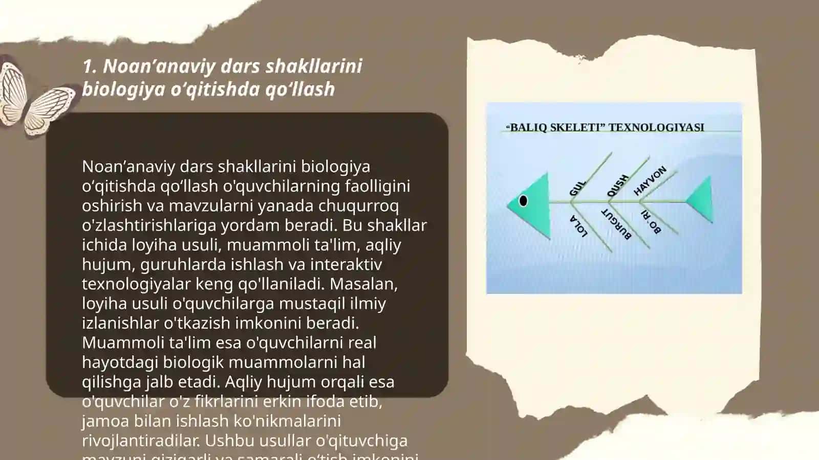 Noanʼanaviy dars shakllarini biologiya oʻqitishda qoʻllash 3