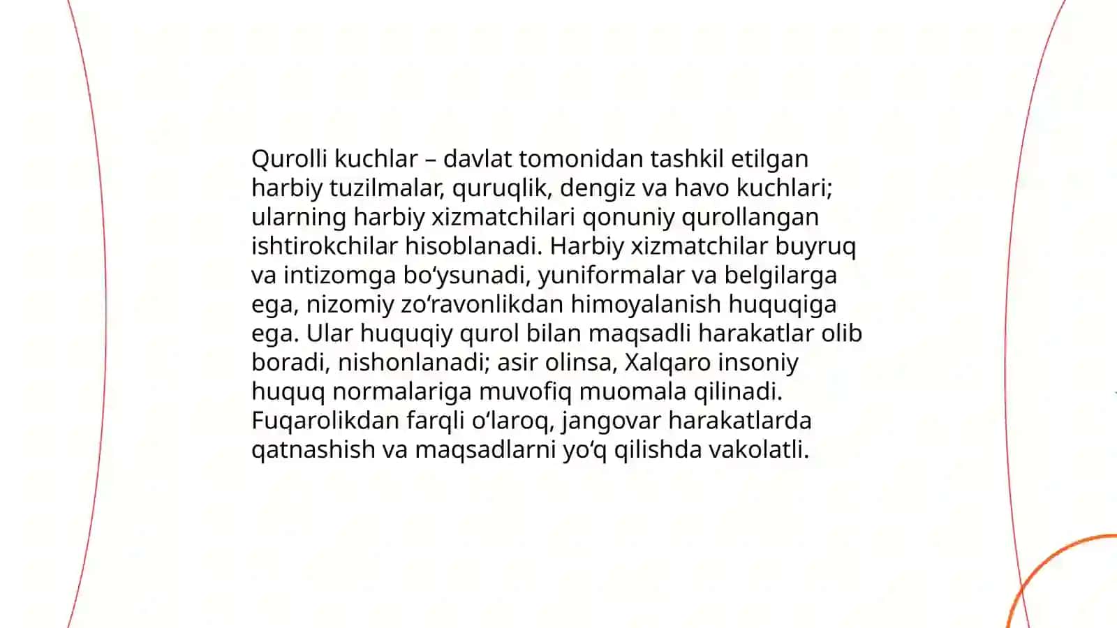 Qurolli to‘qnashuvlar huquqiga daxildor bo‘lgan shaxslar va ob’ektlarning asosiy toifalari 3