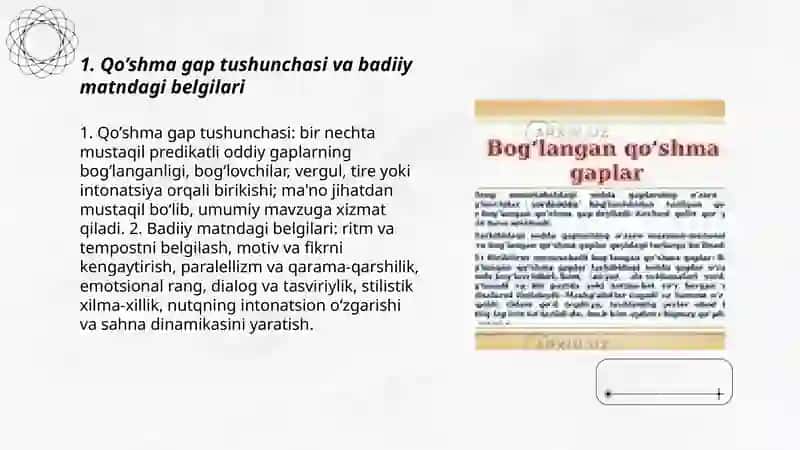 Qo’shma gap turlari va badiiy matnda ifodalanishi va structurasi 3
