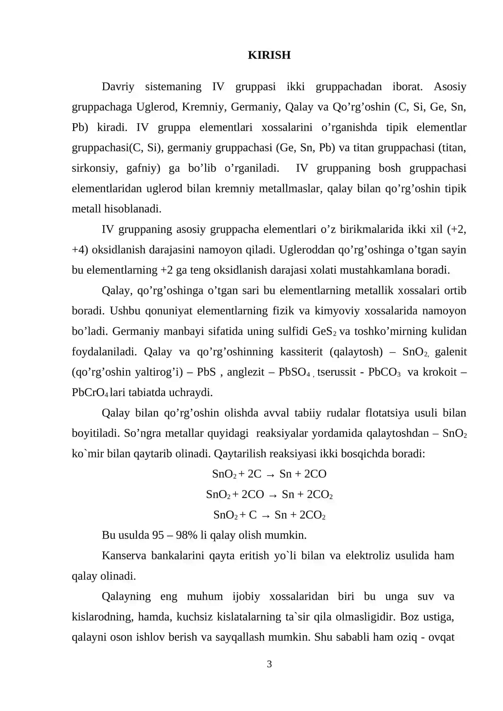 α- qalay kislotaning olinishi va xossalari 3