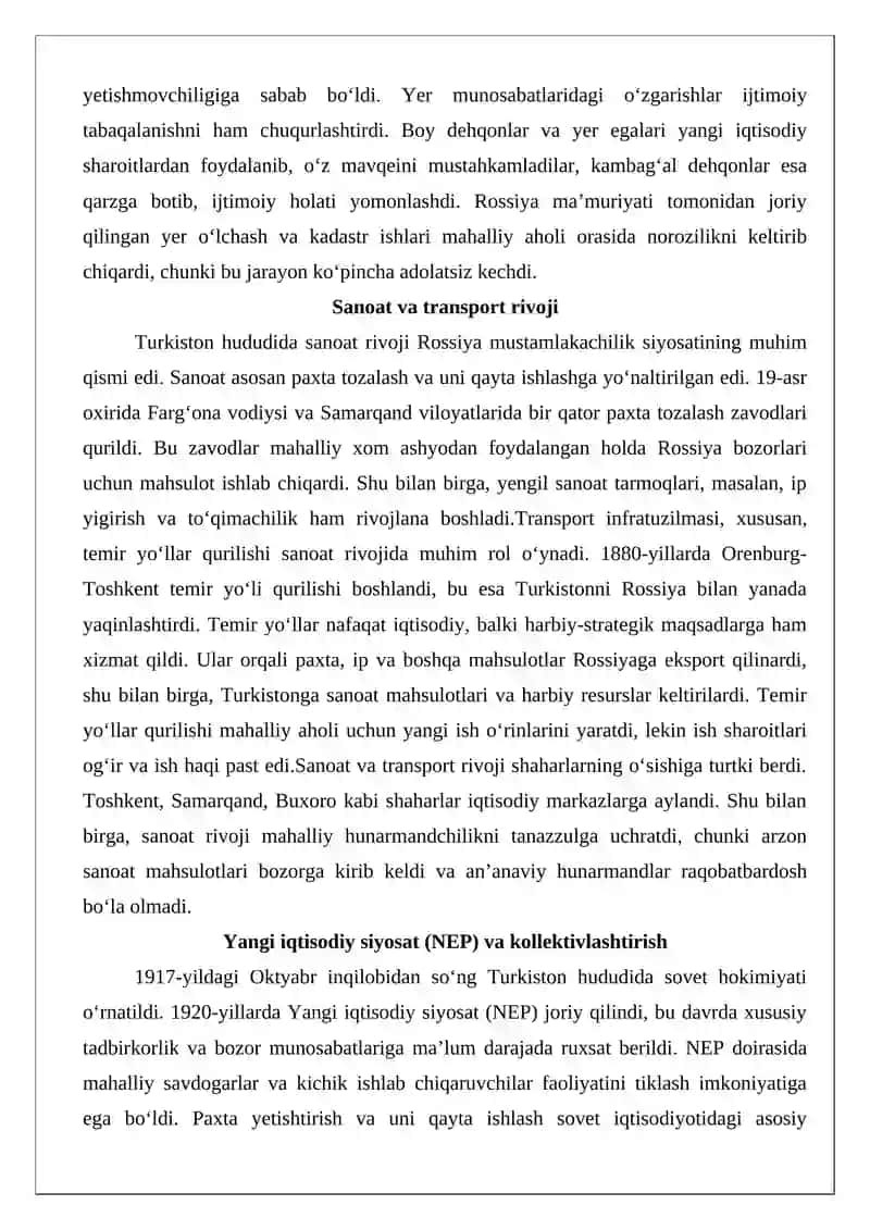 Turkistonda boshqaruv tizimining shakllanishi va ijtimoiy-iqtisodiy sohadagi o‘zgarishlar va madaniy hayot 3