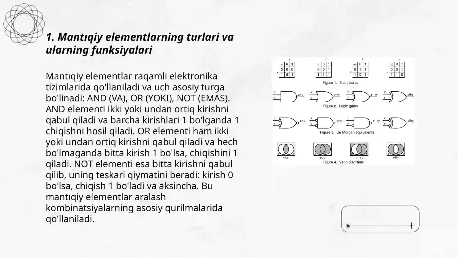 Mantiqiy elementlarning funksiyalari 3