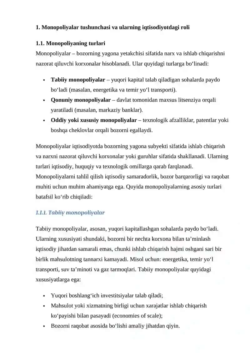 IQTISODIYOT TARAQQIYOTNI QO‘LLAB-QUVVATLASH: MONOPOLIYALAR VA ANTI-MONOPOL SIYOSAT 3