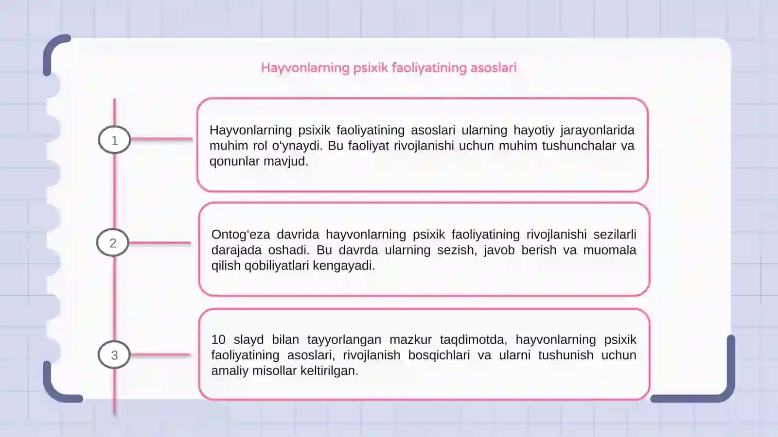 Hayvonlarning psixik faoliyatini ontigezda rivojlanishi 3