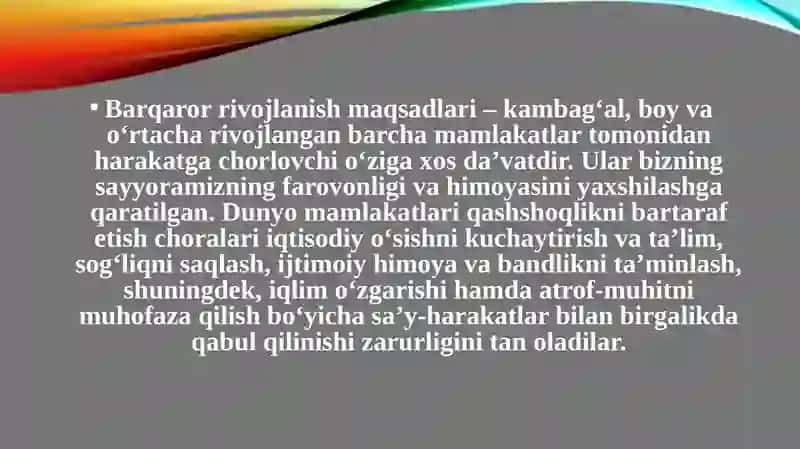 Barqaror rivojlanish vazifasi 3