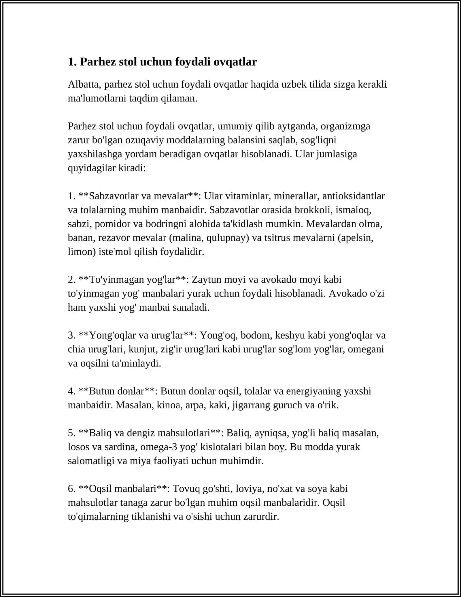 Parhez stol uchun foydali ovqatlar 3