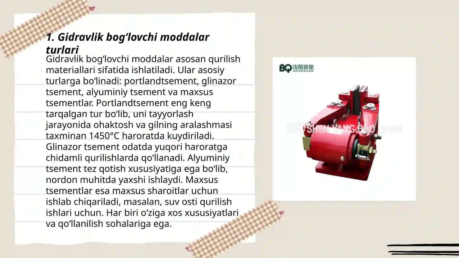 Gidravlik bogʻlovchi moddalar ishlab chiqarish texnalogiyasi 3