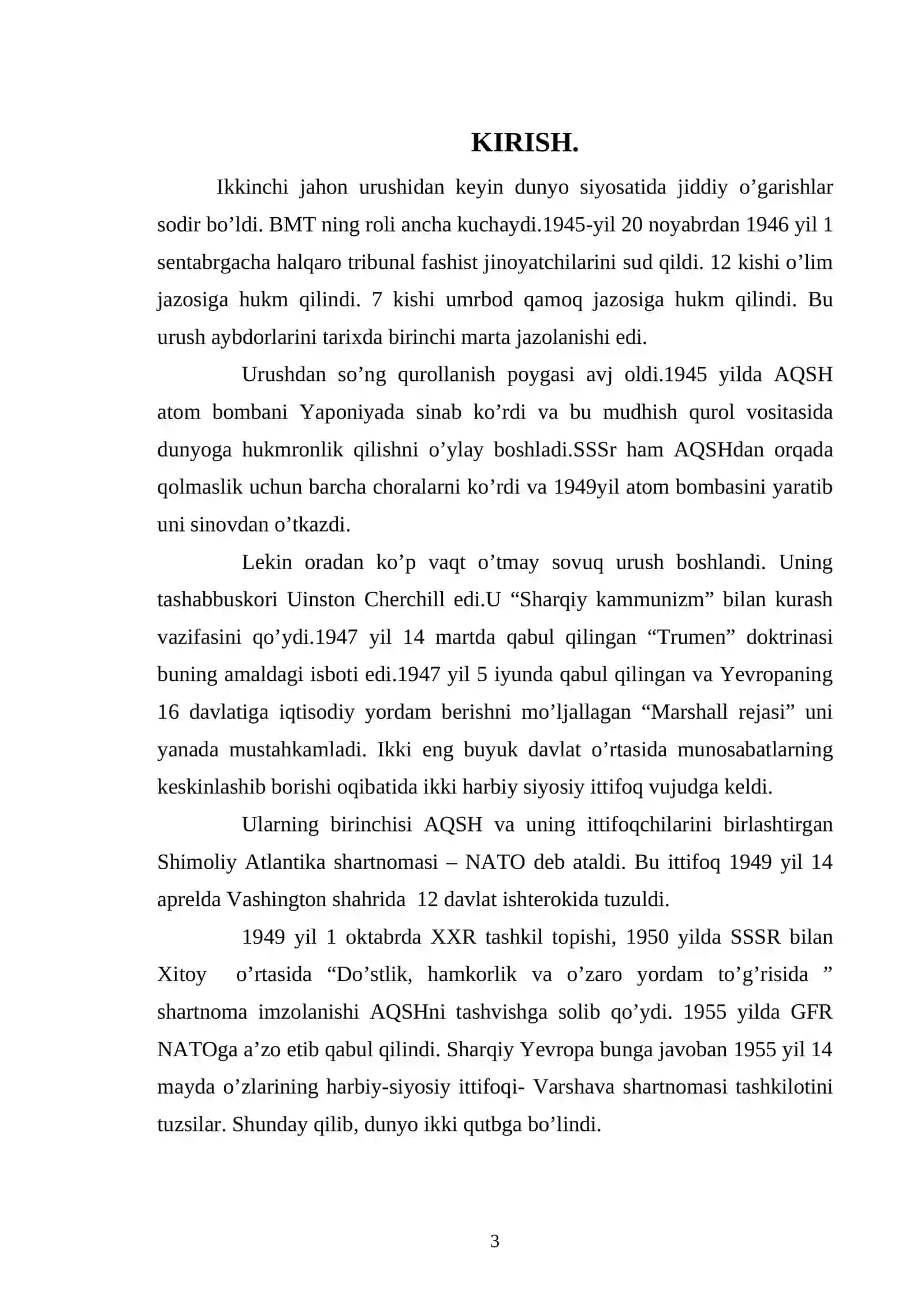 XX ASRNING II YARMIDA O’ZARO QARAMA QARSHILIKNING KUCHAYISHI VA HARBIY SIYOSIY BLOKLARNING TASHKIL TOPISHI 3