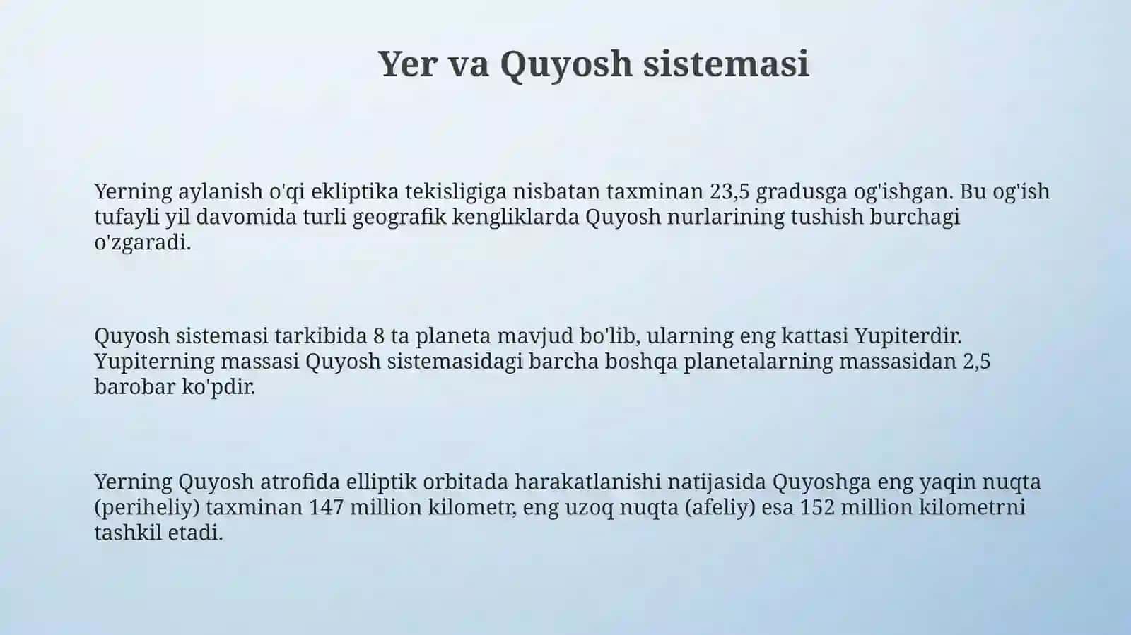 Koinot yer sayyorasi va uyosh sistemasi 3