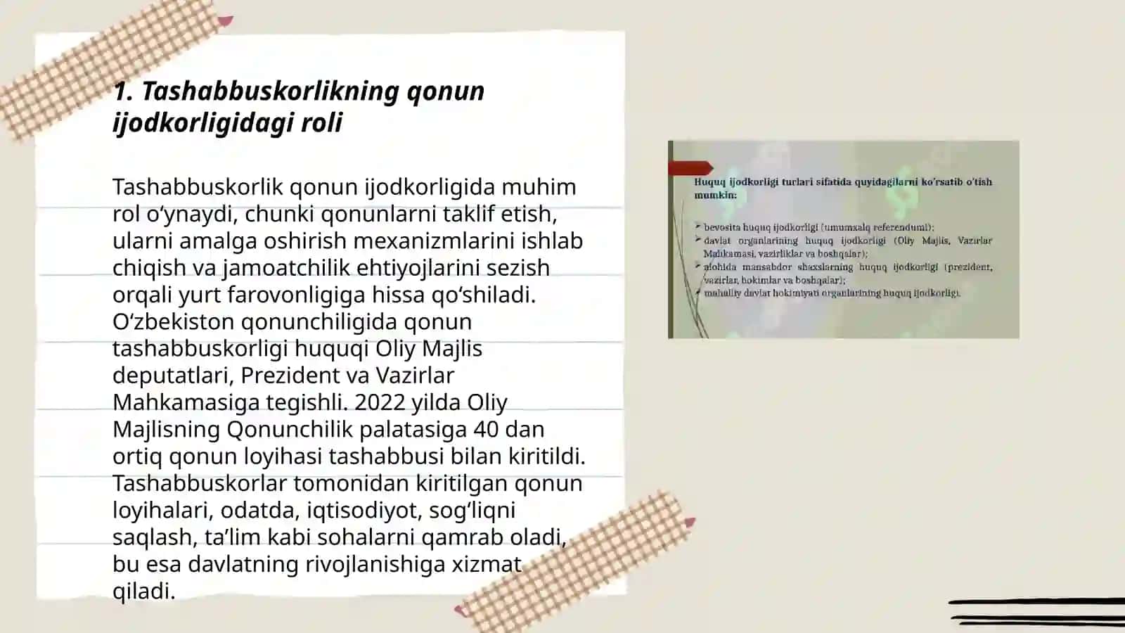 Tashabbuskorlikning qonun ijodkorligidagi roli 3