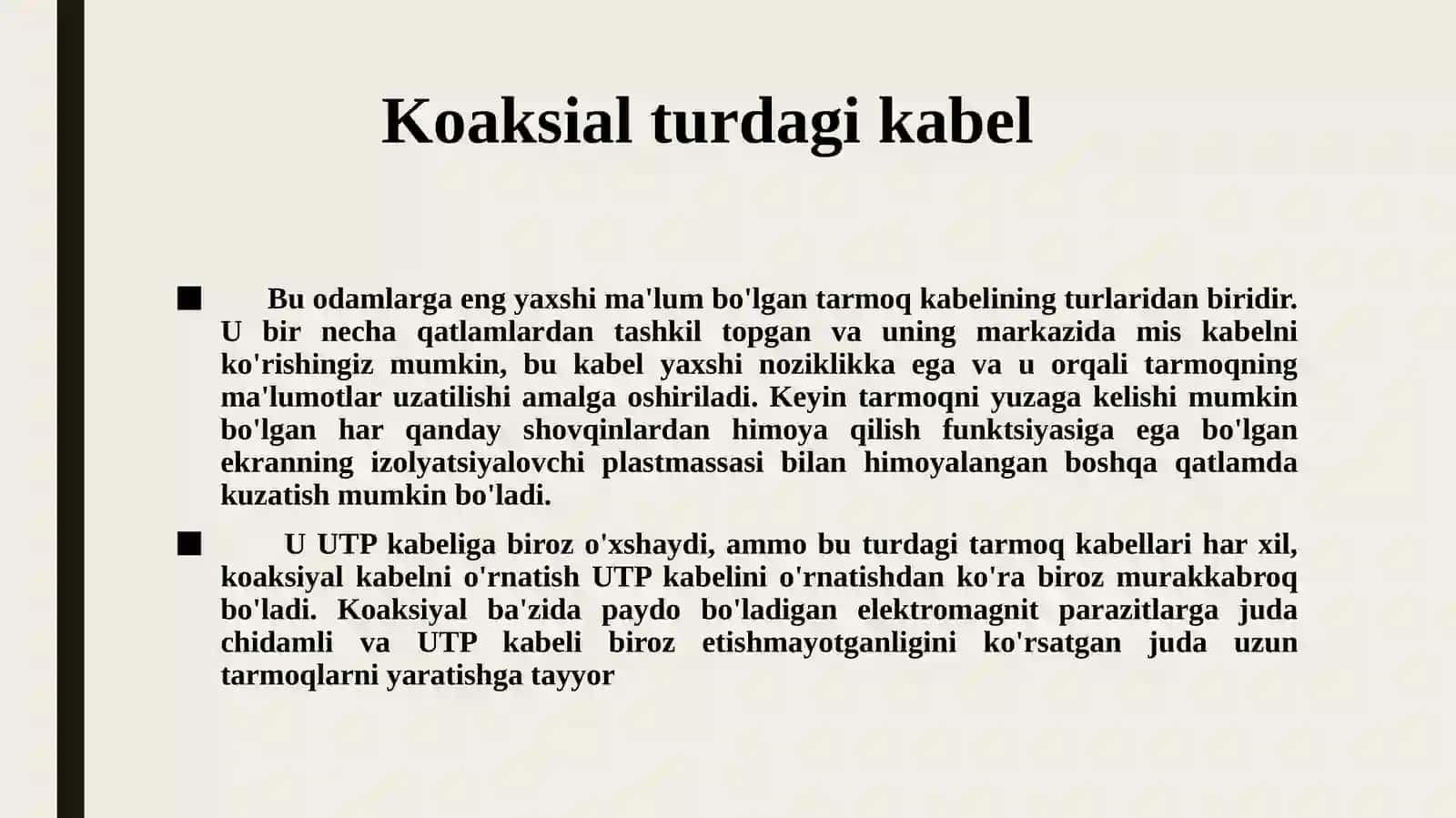 Tarmoqda ishlatiladigan kabel turlari 3