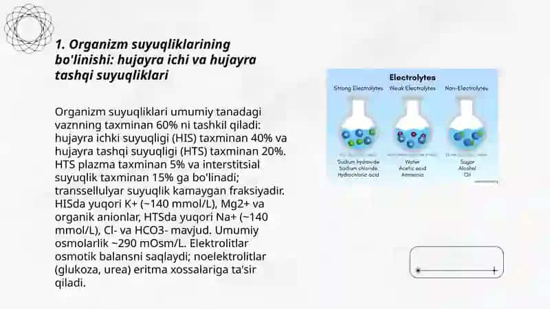 Organizmning biologik suyuqliklari elektrolit va noelektrolitlar eritmalari 3