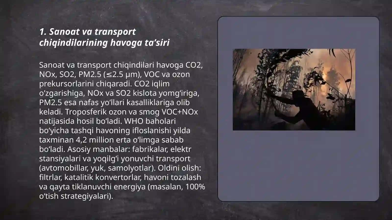 Sanoat va transport chiqindilarining havoga taʼsiri 3