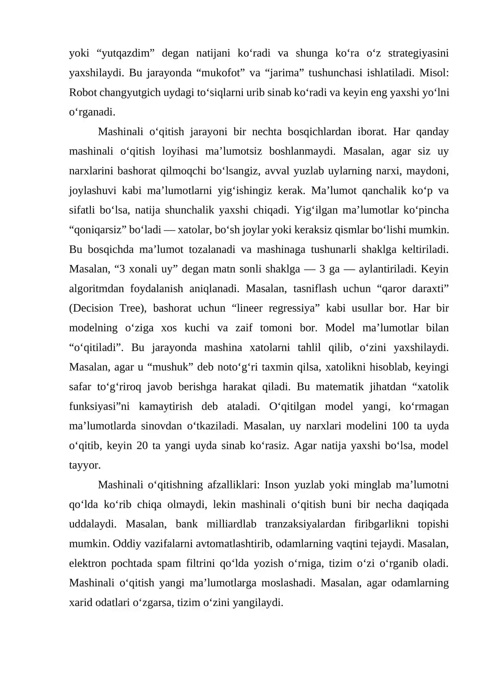 6- Laboratoriya ishi: Mashinali o‘qitish 3