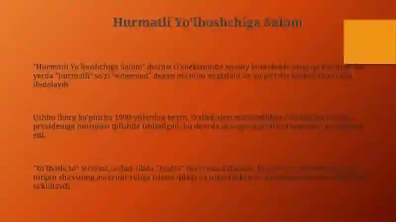 Hurmatli Yo'lboshchiga Salom 3