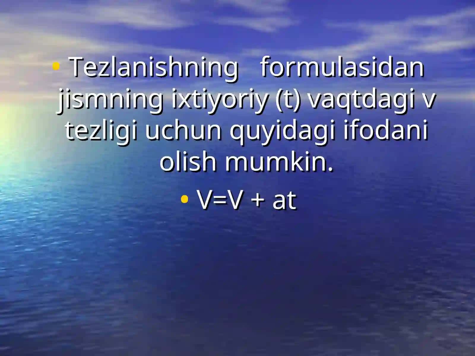 Tekis o’zgaruvchan harakat tezligi 3